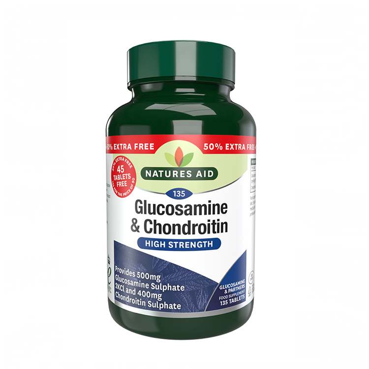 Natures Aid Glucosamine Sulphate 500mg & Chrondroitin 400mg 135 tabs (90+45 Free)